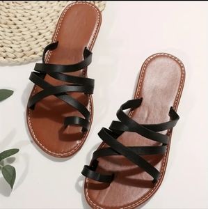New Black Strappy Sandals